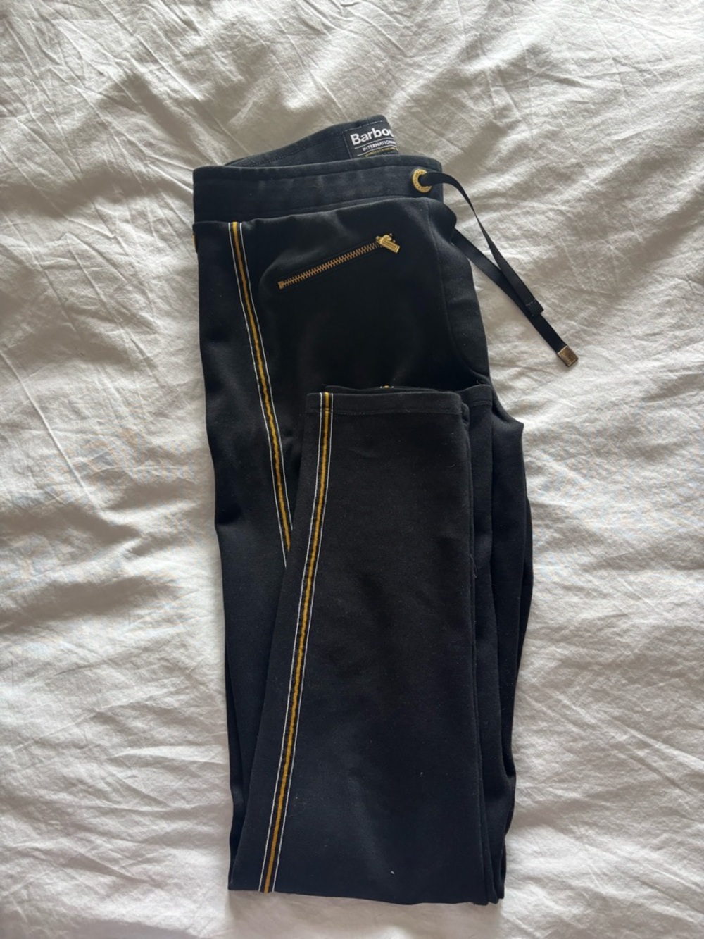 Barbour Black Joggers with Gold Stripe Detail